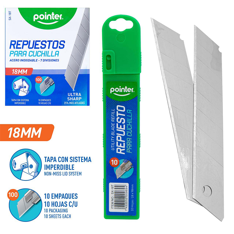 REPUESTO PARA CUCHILLA 18 x 98MM x10UND