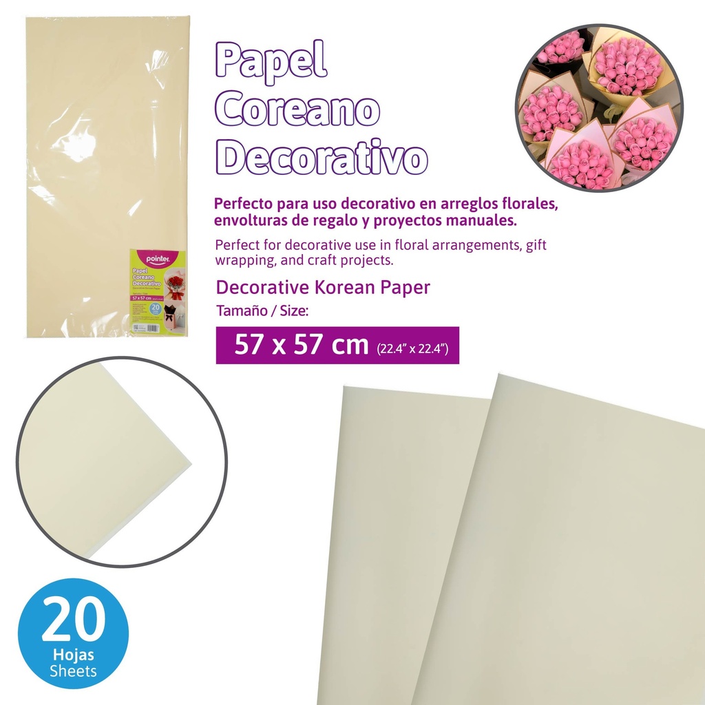 PAPEL COREANO CREMA 57x57 cm