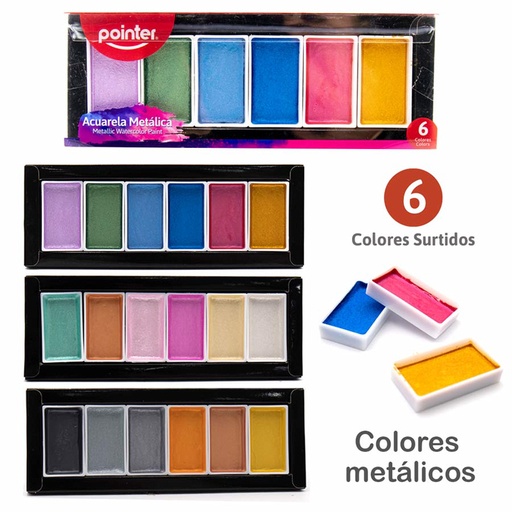 [MWC-73-6] SET DE ACUARELA METALIZADA x6 COLORES