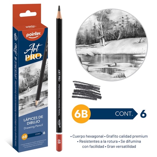 [DP-6B-6] LAPICES DE DIBUJO ART PRO 6B