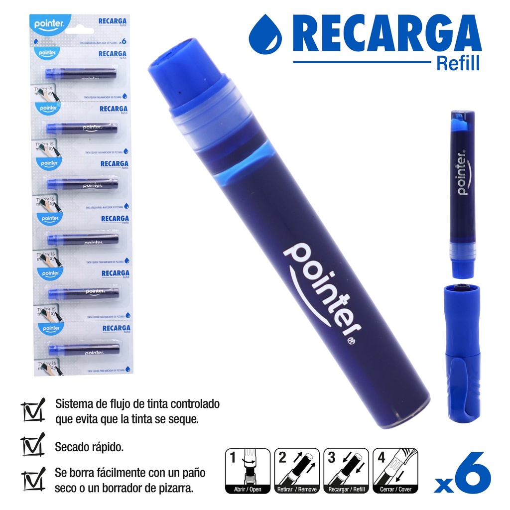 TINTA DE REPUESTO PARA MARCADOR DE TABLERO (AZUL)