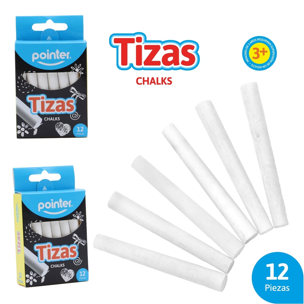 TIZA BLANCA PARA TABLERO x12PZS
