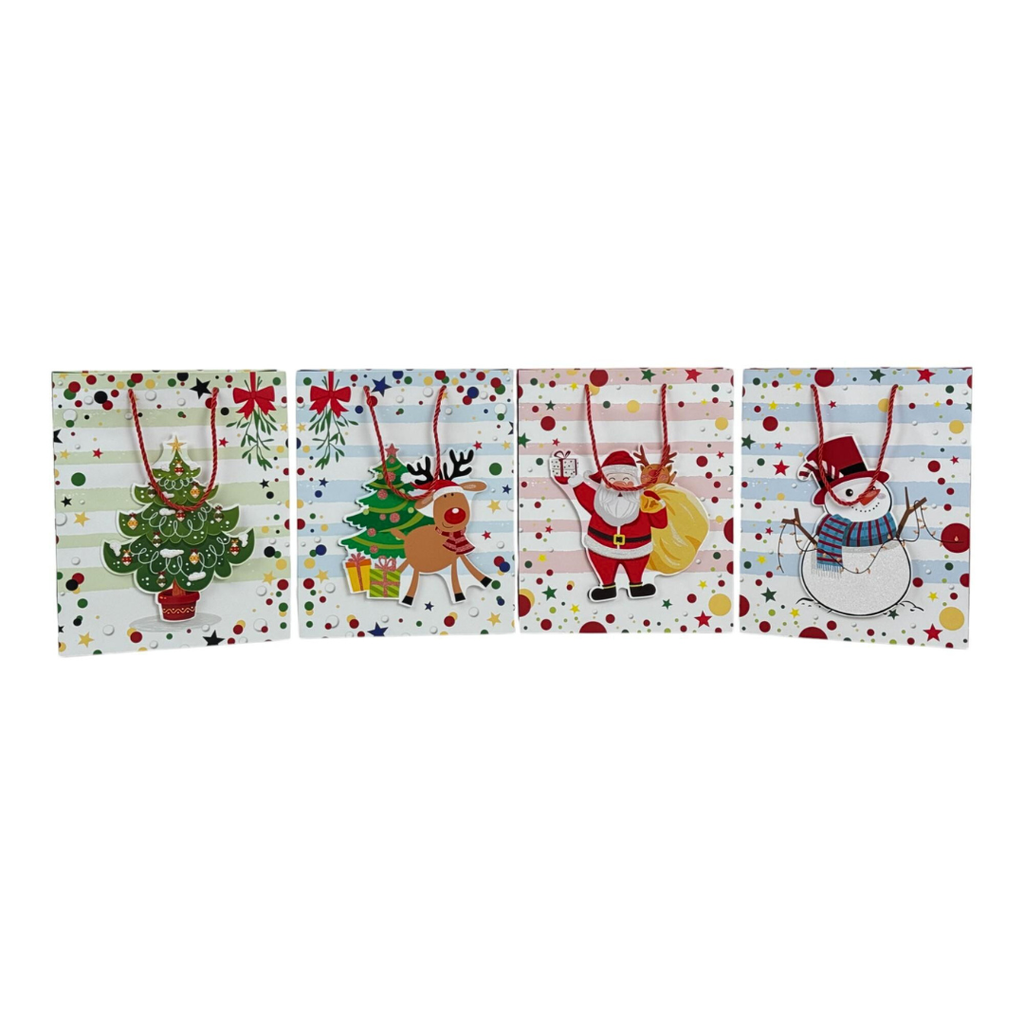 BOLSA DE REGALO MEDIANA - NAVIDEÑA CON RELIEVE 32x26x10CM