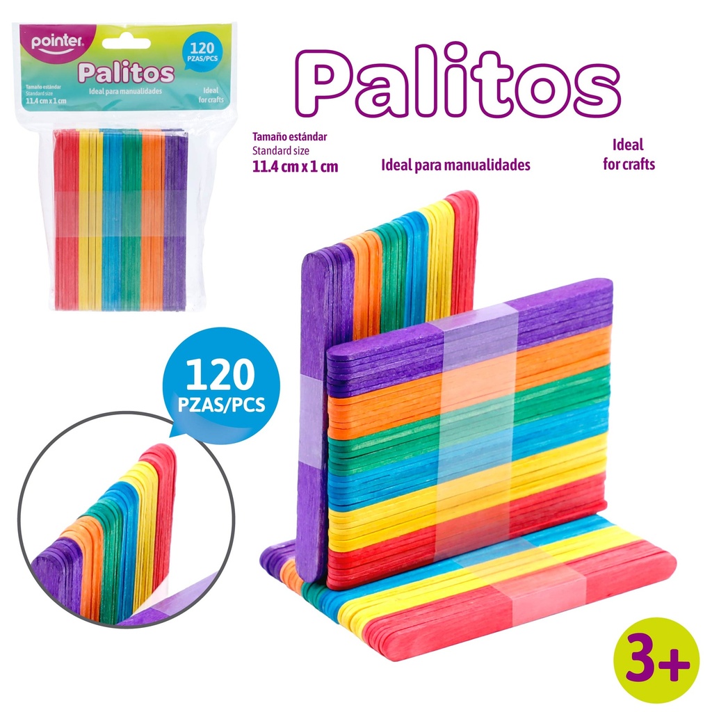 PALITOS DE COLORES PARA MANUALIDADES X120 PZS