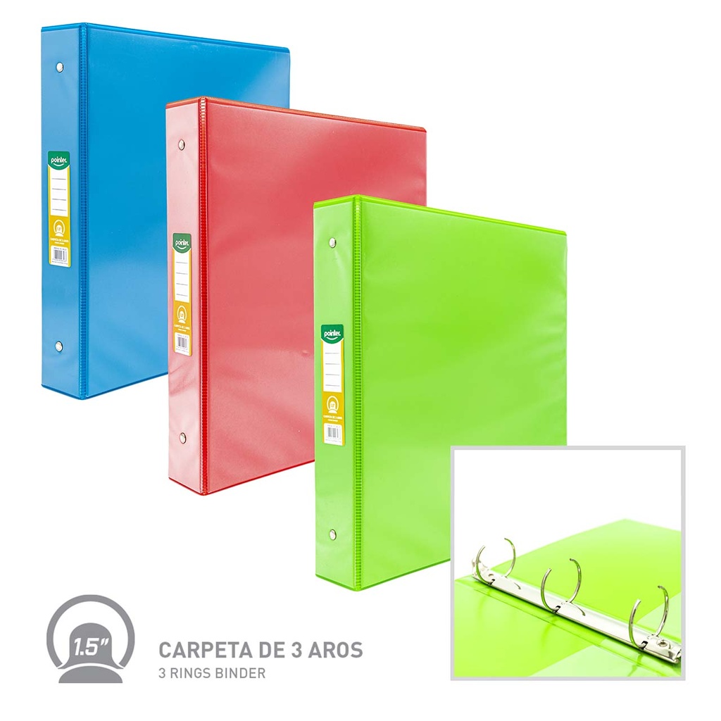 CARPETA 3 AROS 1.5 PLGS COLORES