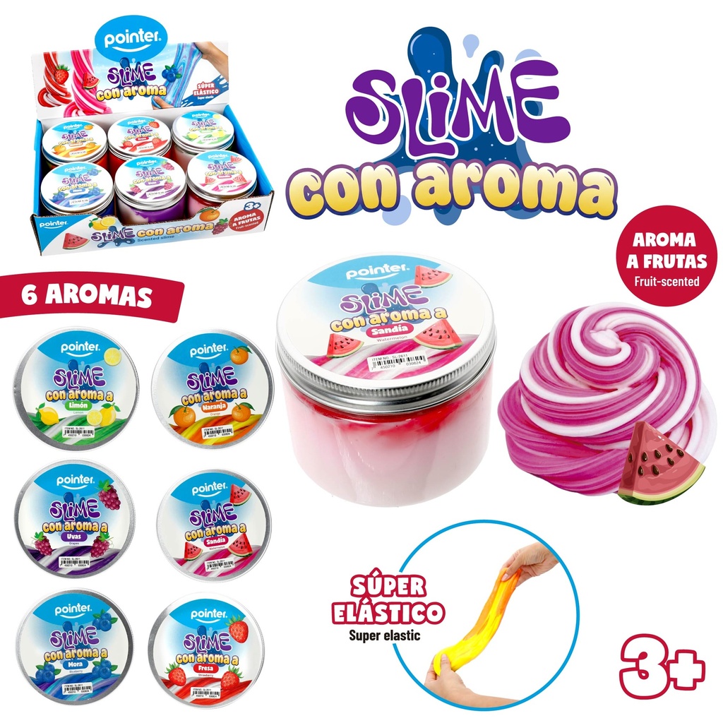 SLIME CON AROMA FRUTAS 6PZAS