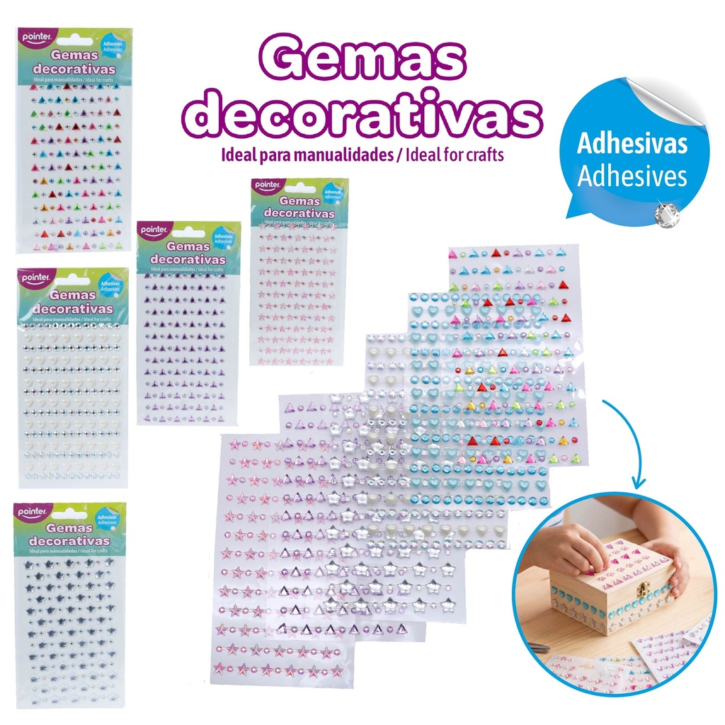 GEMAS DECORATIVAS ADHESIVAS DISEÑOS SURTIDOS