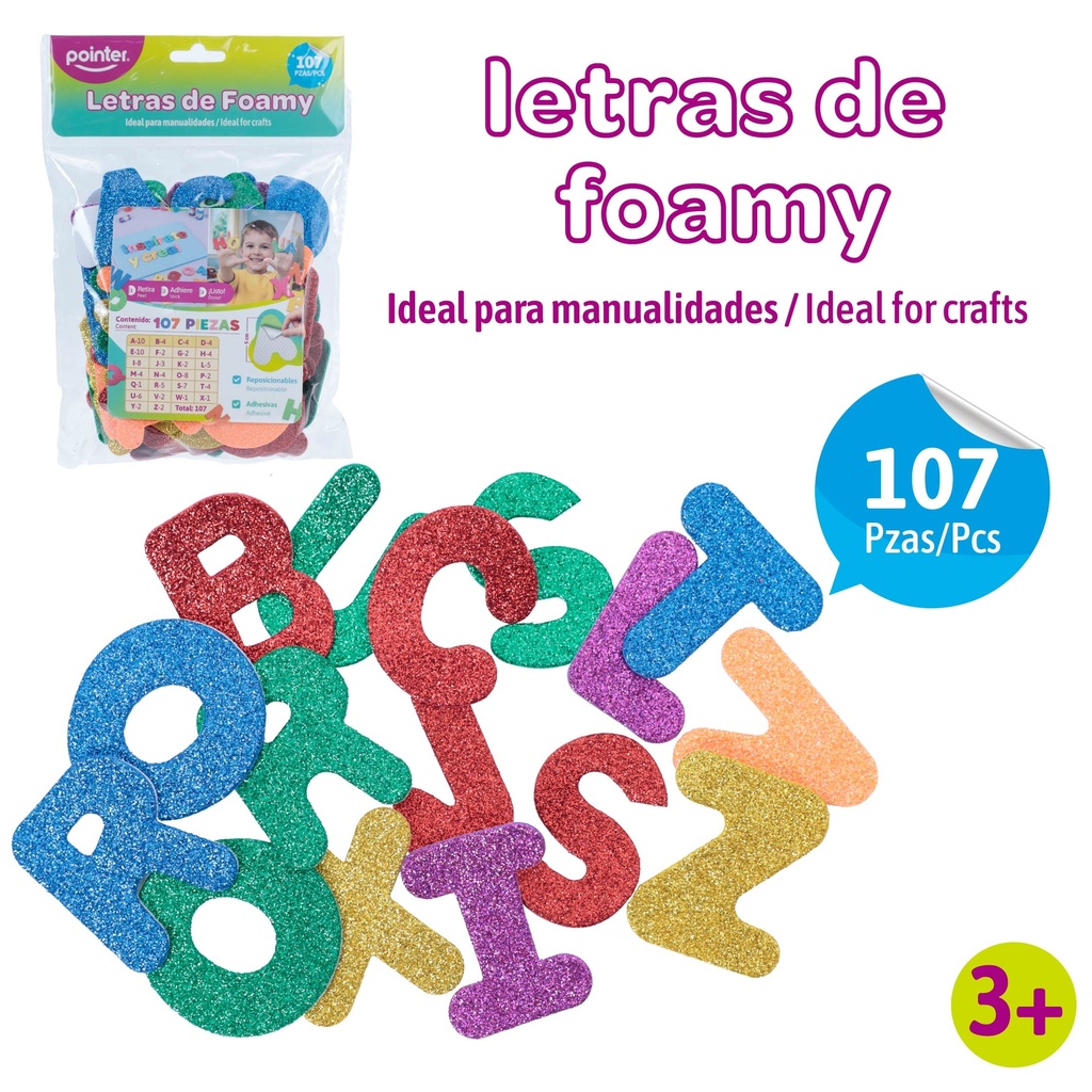 LETRAS FOAMY ESCARCHADAS 107PZAS