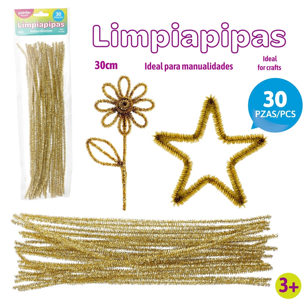 LIMPIAPIPAS DORADOS 30CM 30PZAS