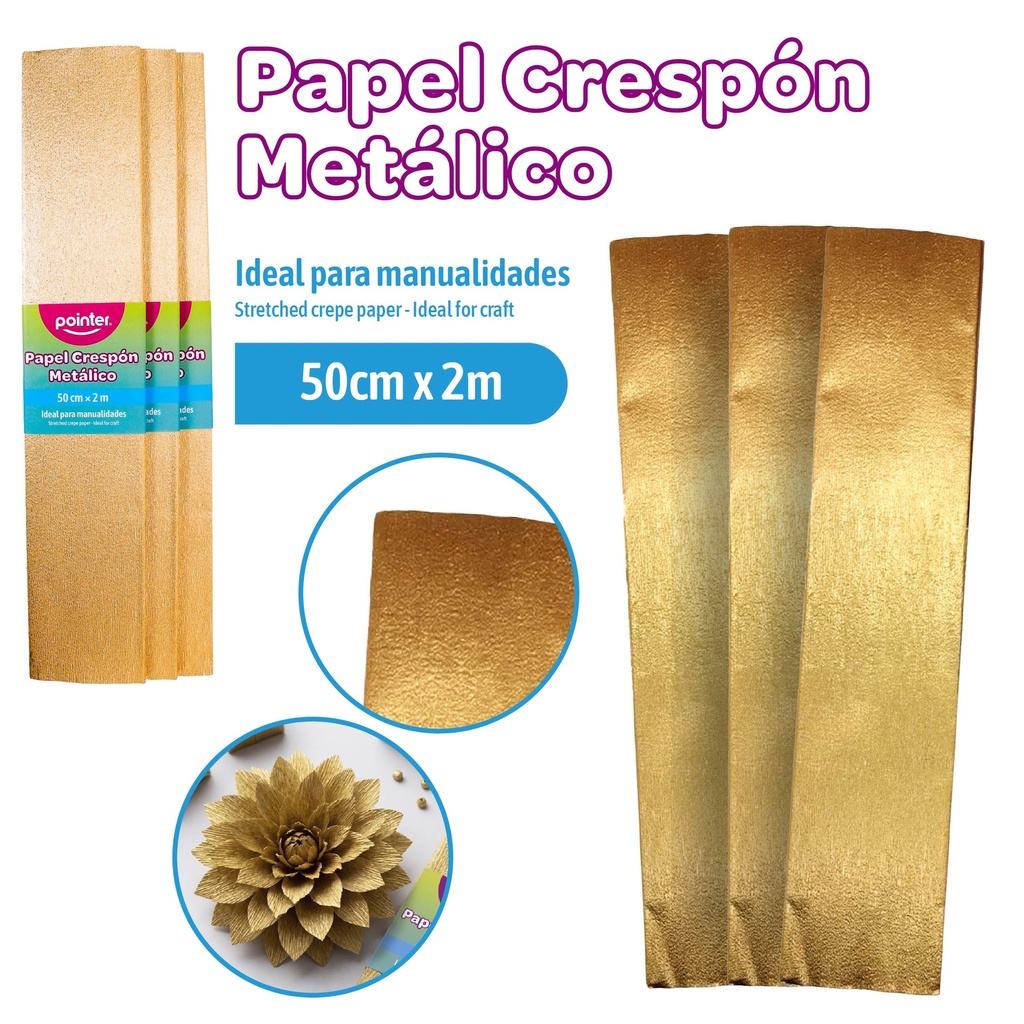 PAPEL CREPE DORADO 50CMX2M