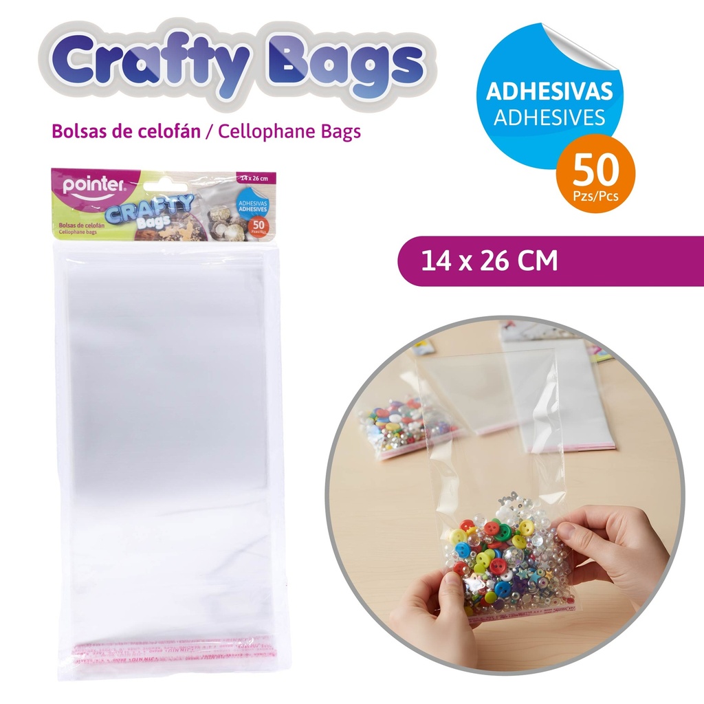BOLSAS DE CELOFAN ADHESIVAS 14x26cm