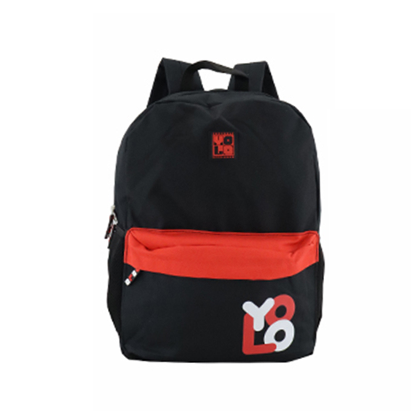 BOLSO JUVENIL COMBINADA NEGRO Y ROJO CON LOGO