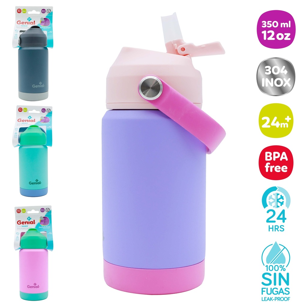 BOTELLA DE HIDRATACION ANTIDERRAMES (350ML/12OZ)