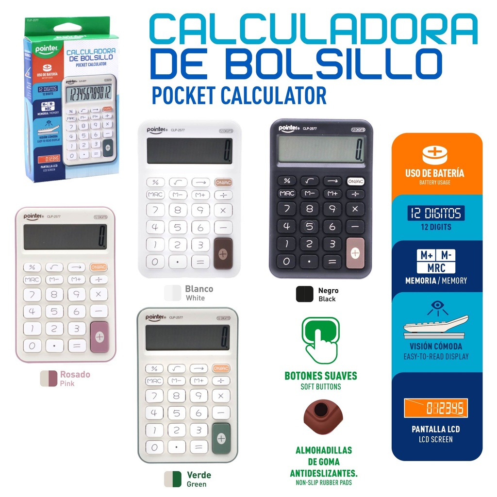CALCULADORA DE BOLSILLO 12 DIGITOS