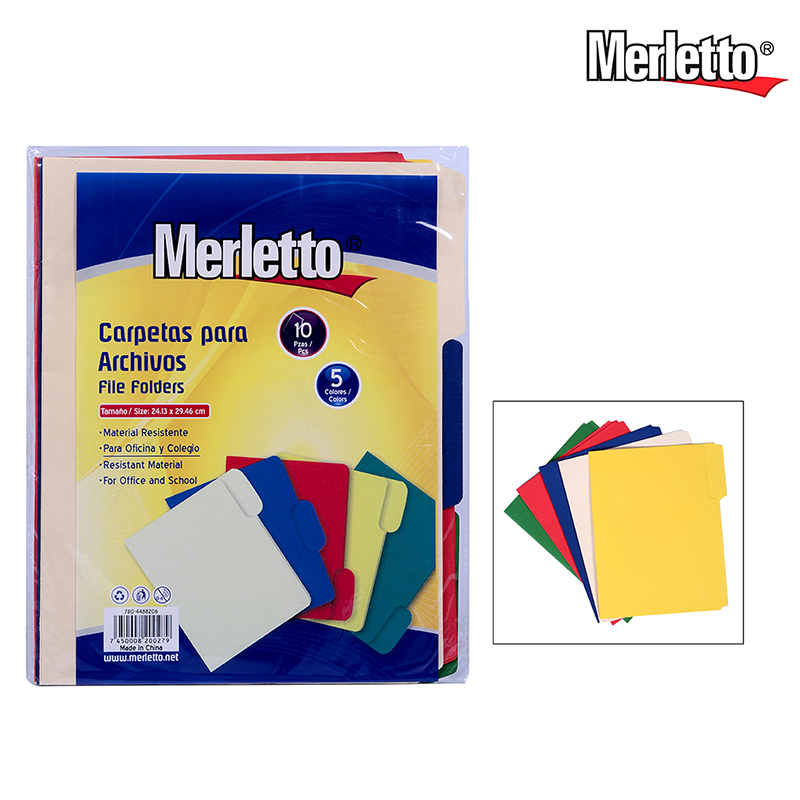 CARPETA DE COLORES PARA ARCHIVOS - CARTA x10PZAS