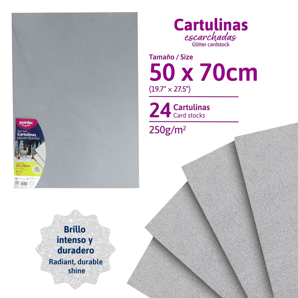CARTULINA ESCARCHADAPLATEADA 50X70 CM