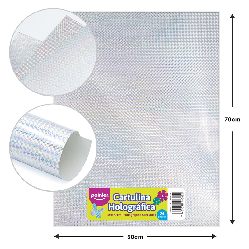 CARTULINA HOLOGRAFICA PLATEADA - ROMBOS (50x70CM)