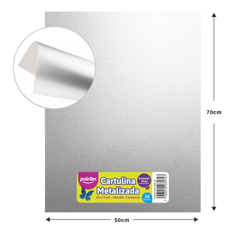 CARTULINA METALIZADA MATE - PLATEADO (50x70CM)