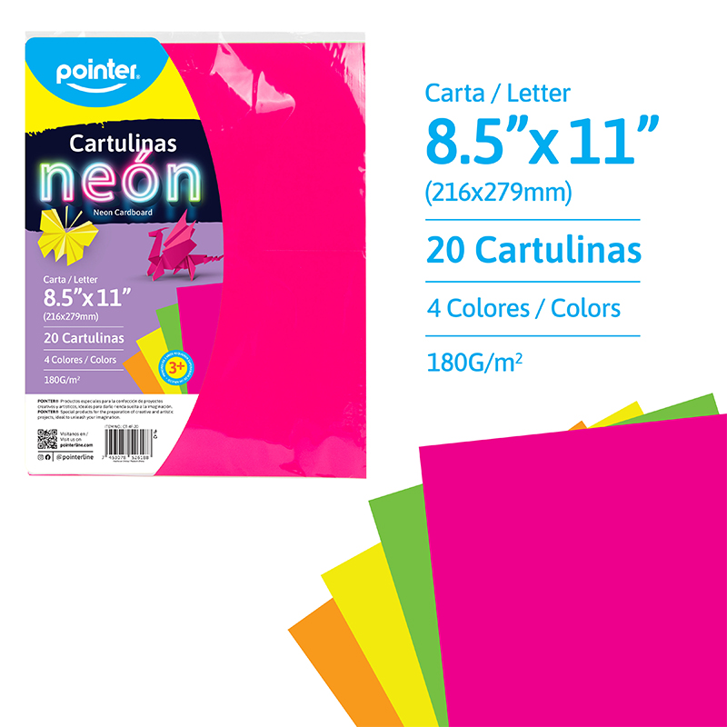 CARTULINA NEON SURTIDA X20