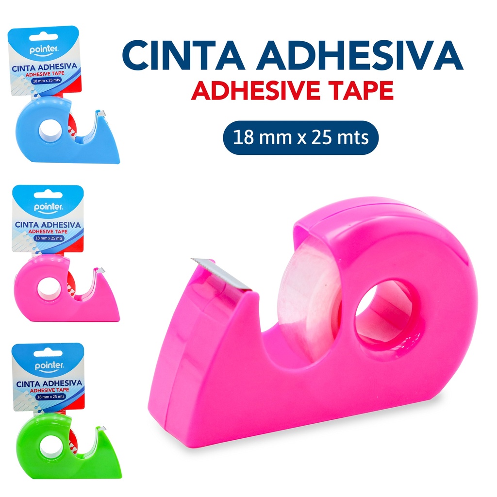 CINTA ADHESIVA TRANSPARENTE CON DISPENSADOR - 1,8Cm x 25Mts
