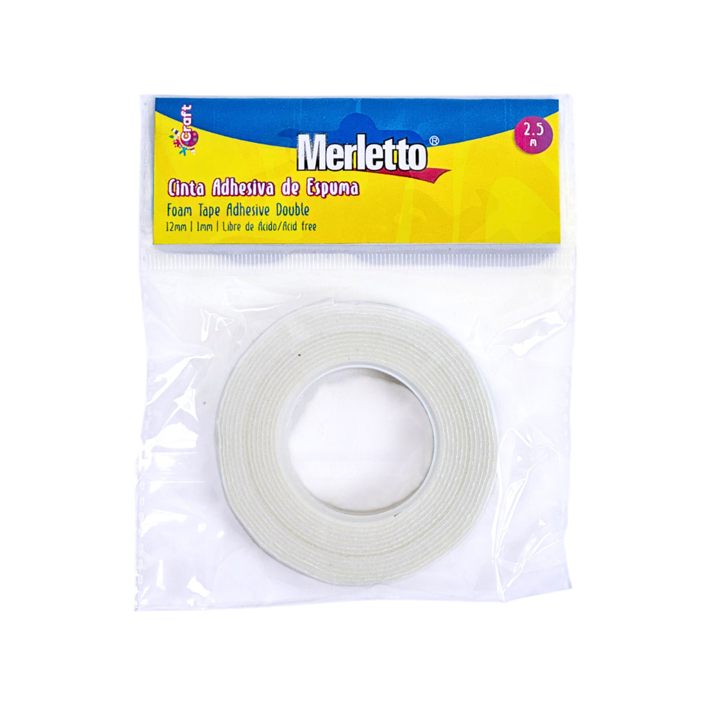 CINTA ADHESIVA DE ESPUMA BLANCA 12mm2.5mx1mm