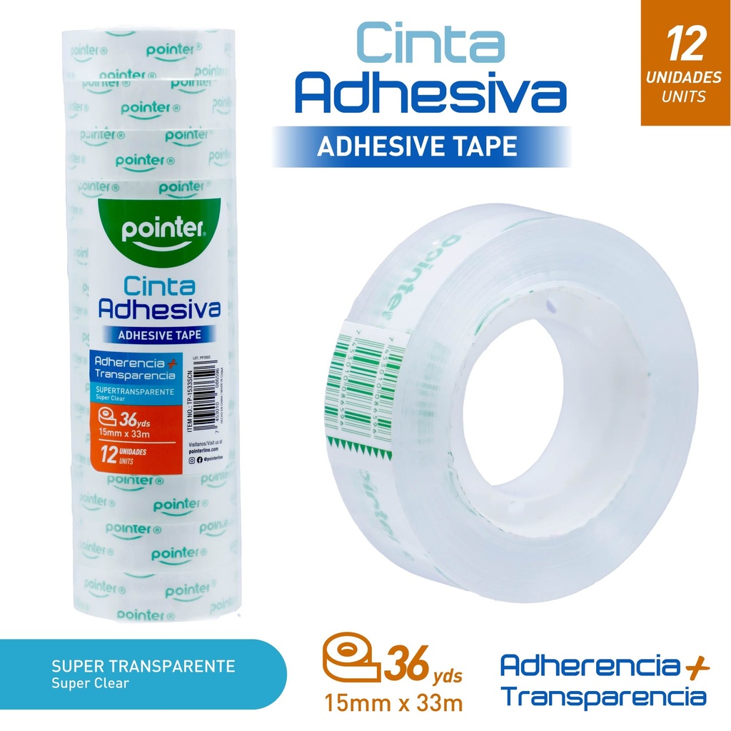 CINTA ADHESIVA TRANSPARENTE(15mmx33m) 40 mic