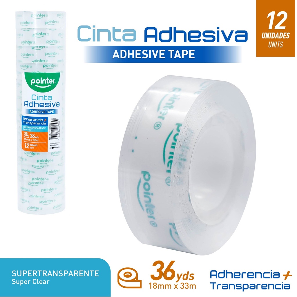 CINTA ADHESIVA TRANSPARENTE 1,8Cm x 33Mts