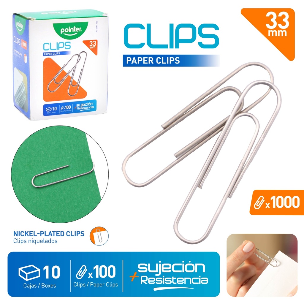 CLIPS SUJETA PAPEL 33mm
