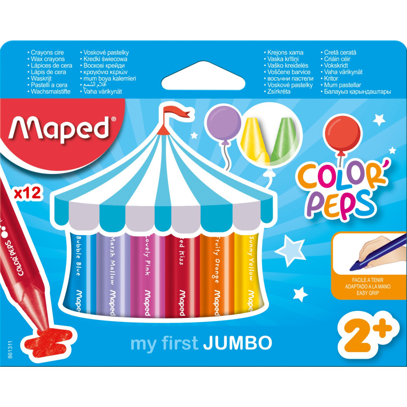 CREYON DE CERA JUMBO WAX COLOR PEPS x12PZS