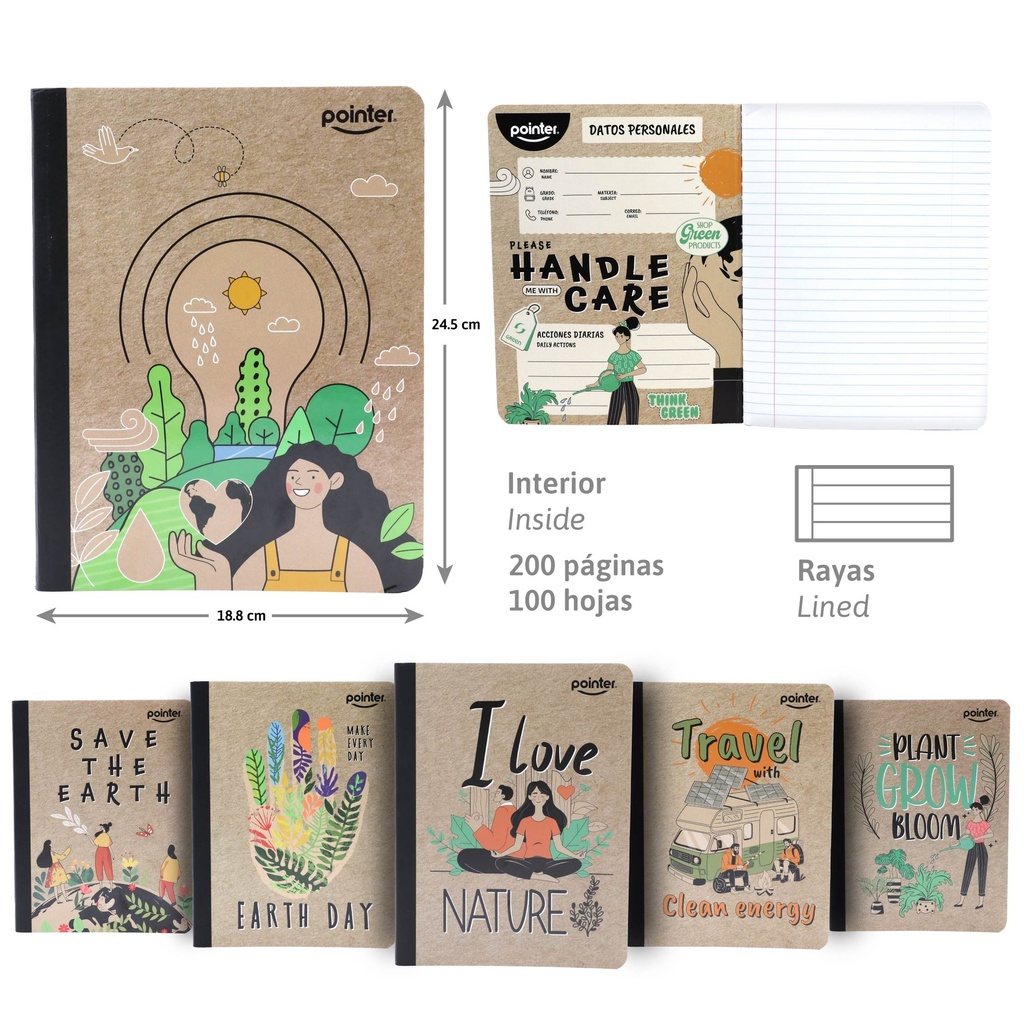 CUADERNO COSIDO A4 RAYA ANCHA x100 HOJAS