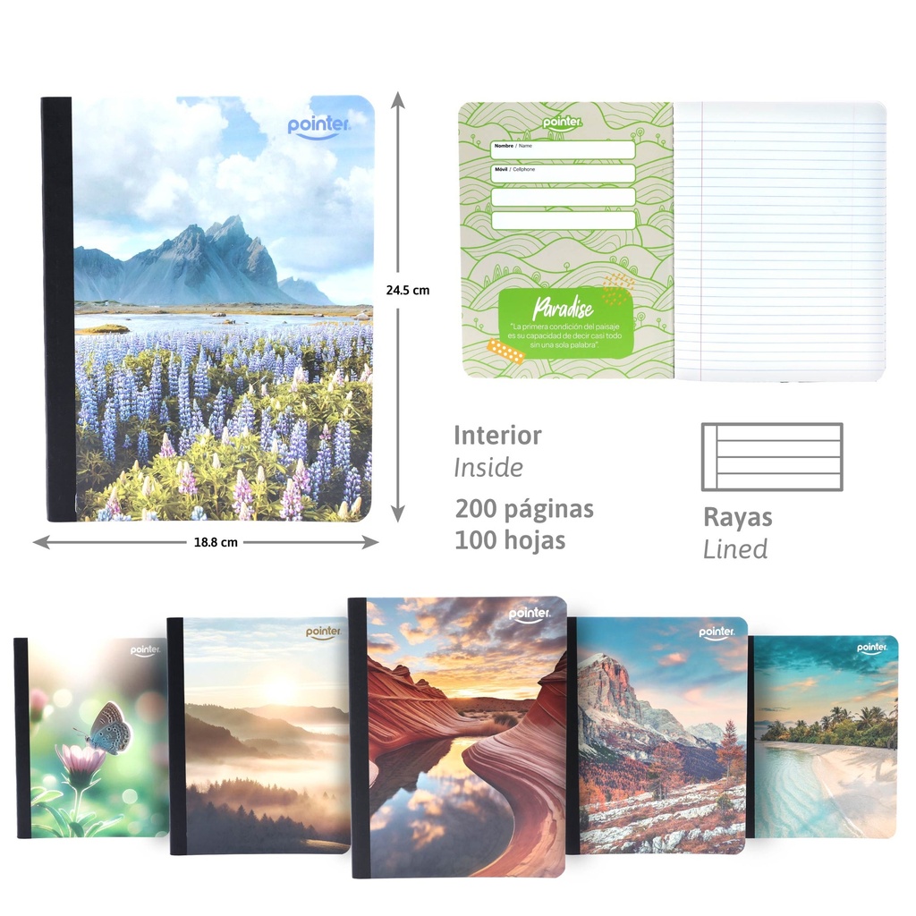 CUADERNO COSIDO A4 RAYA ANCHA x100 HOJAS