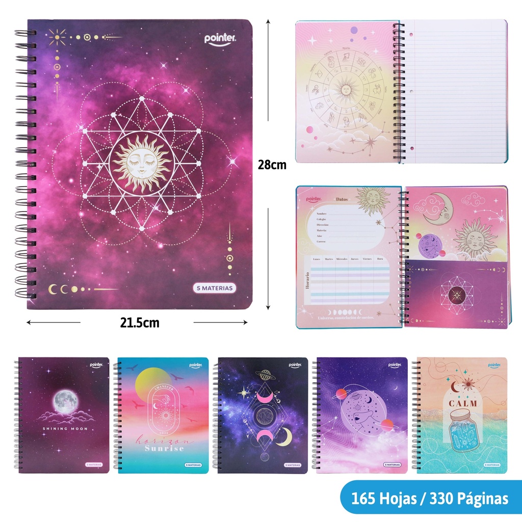 CUADERNO ESPIRAL 5 MATERIAS 330 PAGINAS (ASTRONOMIA)