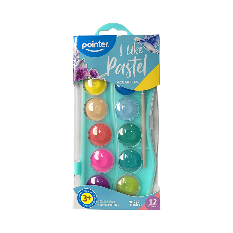 SET DE ACUARELA PASTEL x12 COLORES CON PINCEL