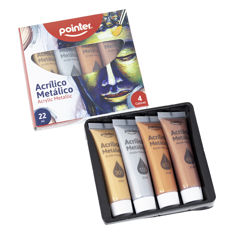  PINTURA POINTER ACRILICA METALICA 22ML X4 TONOS