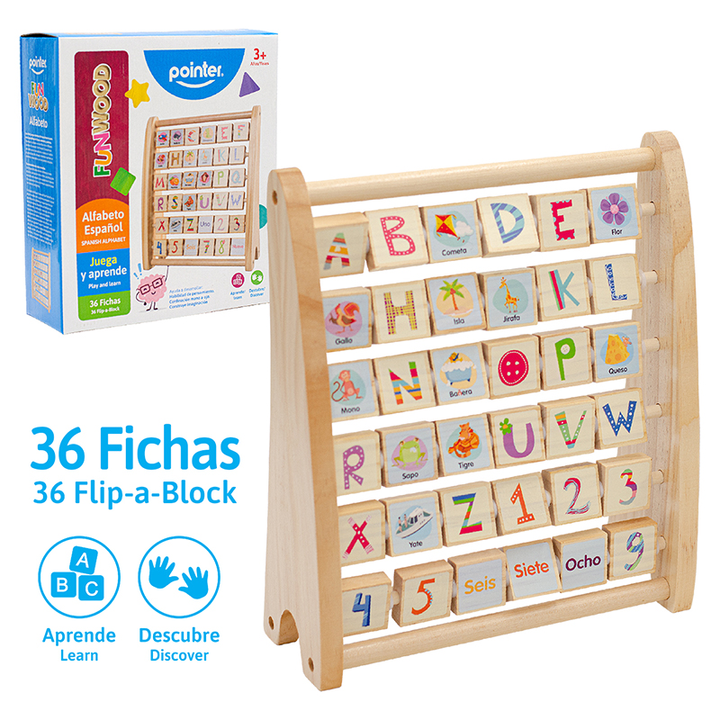 ALFABETO DIDACTICO DE MADERA 36 FICHAS
