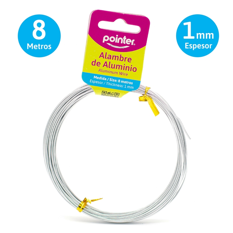 ALAMBRE PLATEADO PARA MANUALIDADES 1MMx8Mts