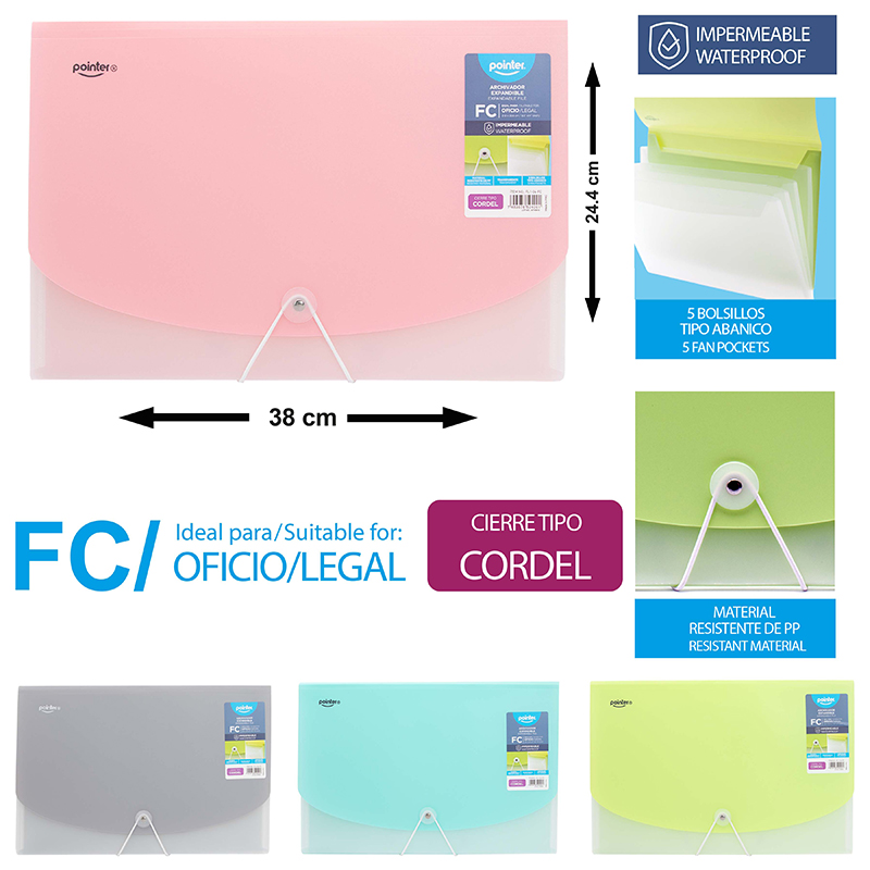 ARCHIVADOR 5 BOLSILLOS OFICIO 21,6x35,6CM