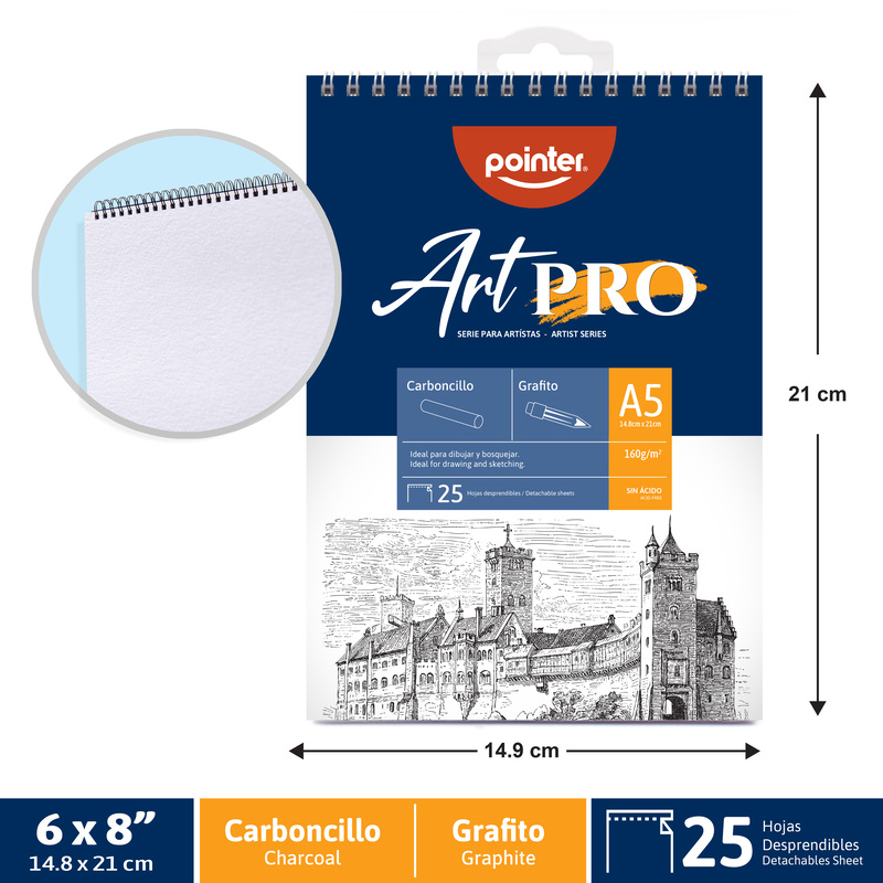 BLOCK ART PRO A5 - TIZA Y LAPIZ DE CARBON