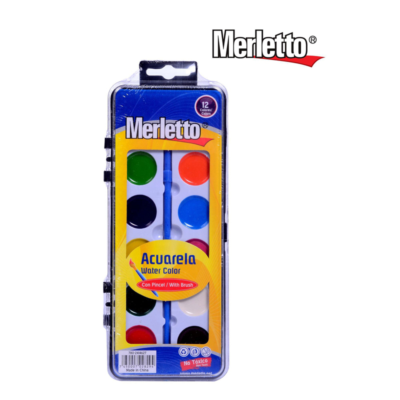 ACUARELA x12 COLORES CON PINCEL