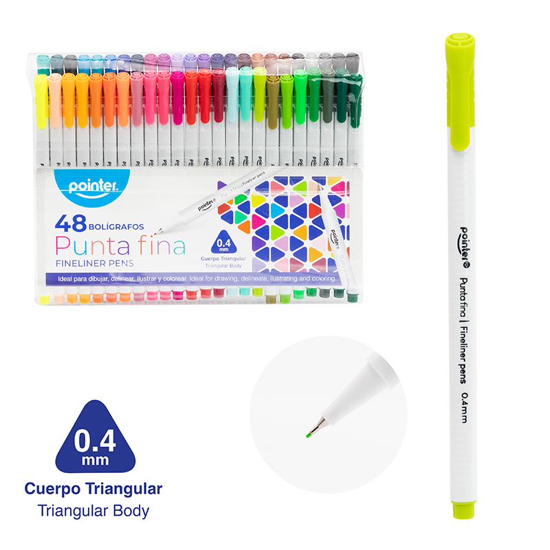 BOLIGRAFO PUNTA FINA 4MM x48 COLORES