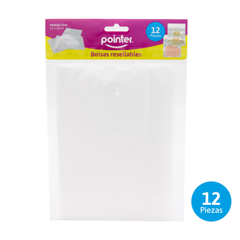 BOLSA PLASTICA RESELLABLE 22x35 cm (12 PZAS)