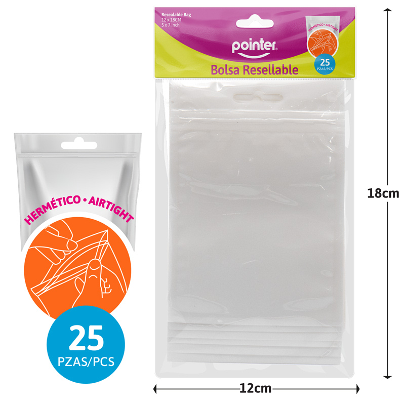 BOLSAS RESELLABLES DE CELOFAN x25PZAS - 12x18CM