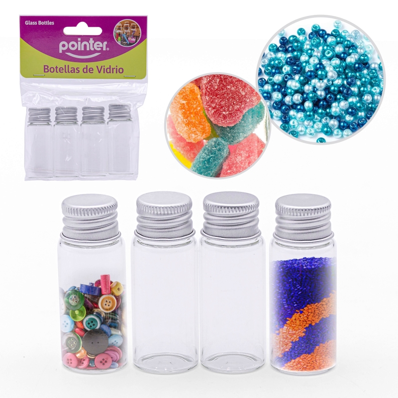 BOTELLAS DE VIDRIO PEQUEÑAS x4PZAS