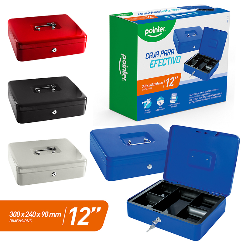 CAJA METALICA DE SEGURIDAD PARA EFECTIVO - 12" / 30x24x9Cm