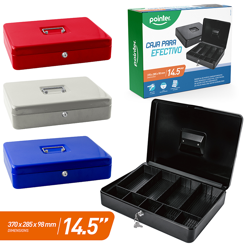 CAJA METALICA DE SEGURIDAD PARA EFECTIVO - 14.5" / 37x28,5x9,8Cm
