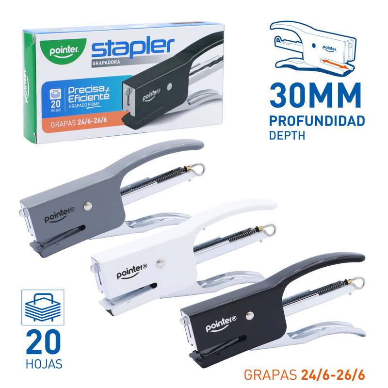 GRAPADORA METALICA TIPO PINZA - 20 HOJAS