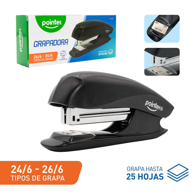 GRAPADORA PLASTICA MEDIA TIRA - 25 HOJAS