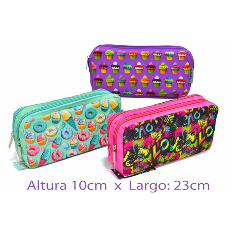 CARTUCHERA DOBLE  22X6X10CM SURTIDOS NIÑAS