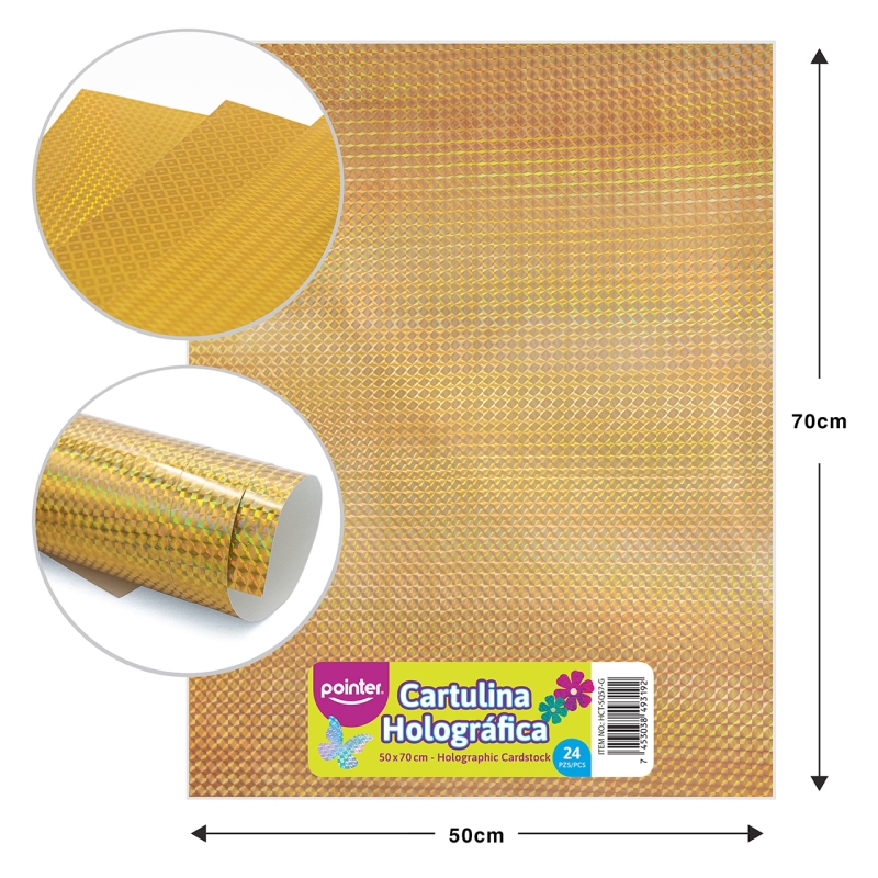 CARTULINA HOLOGRAFICA DORADO ROMBOS