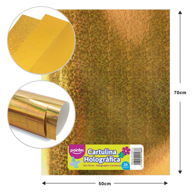 CARTULINA HOLOGRAFICA DORADA - PUNTOS (50x70CM)